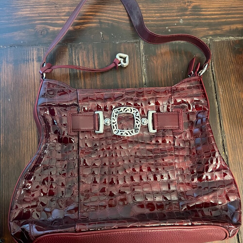Brighton Burgundy Crocodile Print Purse